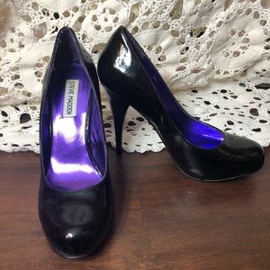 Black Patent Faux Leather Heels